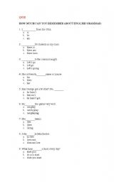 English worksheet: Quiz about some grammar points