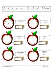 English Worksheet: Clocks - Analogue & Digital timing