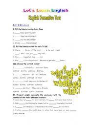 English Worksheet: English Formative Test