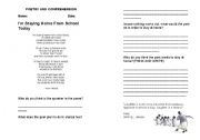 English Worksheet: poetry comprehension