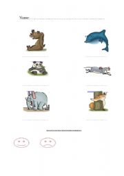 English worksheet: write name Animals Picture