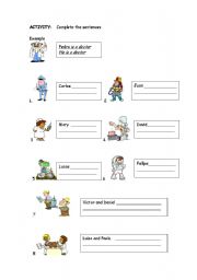 English Worksheet: occupations and professions