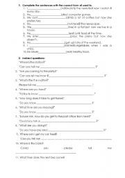 English Worksheet: Exercises