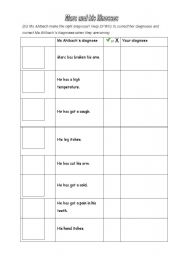English Worksheet: Illnesses