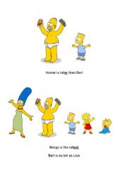 English Worksheet: Homer is taller than Bart