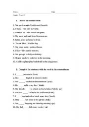 English Worksheet: Third person