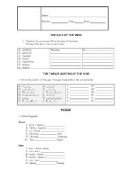 English Worksheet: Days and months