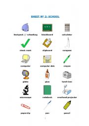 English Worksheet: SCHOOL VOCABULARY