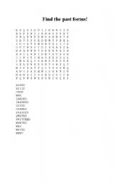 English Worksheet: Puzzle - Find the past forms!