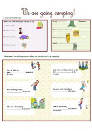 English Worksheet: WE ARE GOING CAMPING