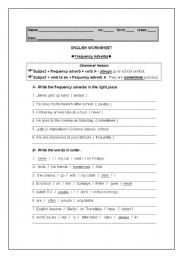English Worksheet: Worksheet on Frequency Adverbs