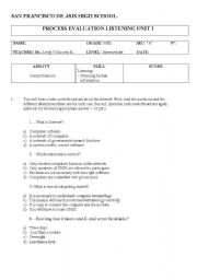 English Worksheet: LISTENING