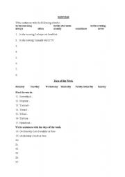 English worksheet: Days of the week and adverbs of frequency
