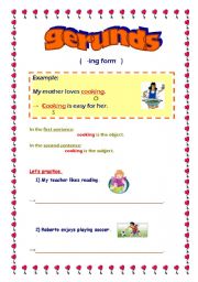 English Worksheet: gerunds