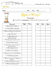 Right or Wrong? A Game worksheet