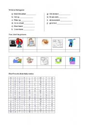 English Worksheet: Vocabulary test (Daily Routine) Part 2