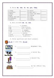 English Worksheet: elementary grammar test
