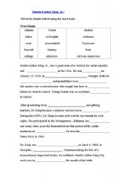 English Worksheet: Martin Luther King