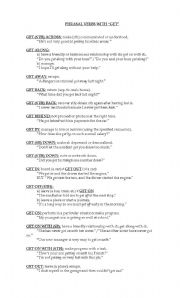 English Worksheet: PHRASAL VERBS WITH GET