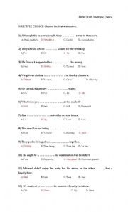 English Worksheet: MULTIPLE CHOICE EXERCISES - With Key