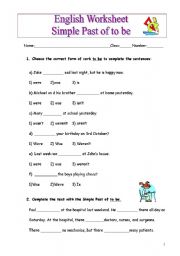 English Worksheet: Simple Past of to be