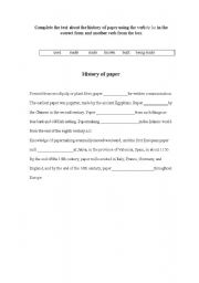 English worksheet: the history of paper 