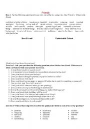 English Worksheet: characteristic quiz