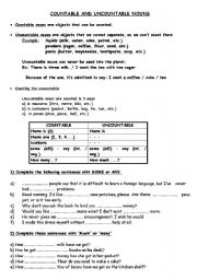 English Worksheet: countable nouns