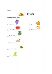 English Worksheet: Fruit