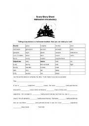 English Worksheet: Scary Story Sheet