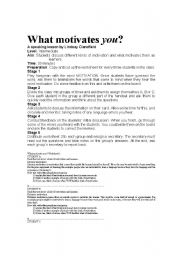 English Worksheet: what motivates you