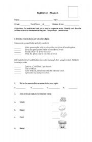 English Worksheet: Test 5th grade