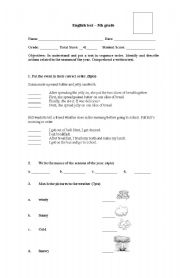 English Worksheet: Test 5th grade