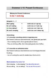 English worksheet: present continuous