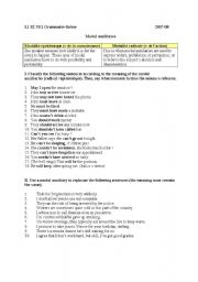 English Worksheet: Modal auxiliaries