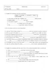 English Worksheet: Futere and conditionals test