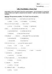 English Worksheet: Final multiple-choice test