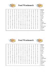 English Worksheet: food - wordsearch
