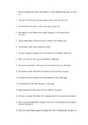 English Worksheet: REPHRASING EXERCISES