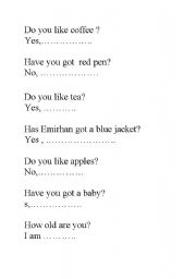 English worksheet: do you like