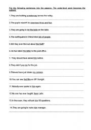 English Worksheet: passive