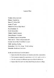 English Worksheet: Lesson Plan