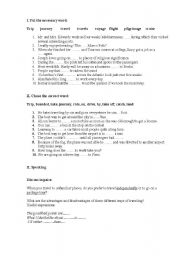 English worksheet: Trvel vocabulary test