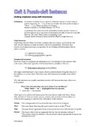 English Worksheet: Cleft & Pseudo-cleft Sentences + Exercises + Key