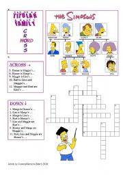 English Worksheet: Titular Family Vocabulary with the Simpsons (Crossword 1)