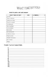 English worksheet: what time do you  get up?