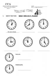 English Worksheet: what time is it?