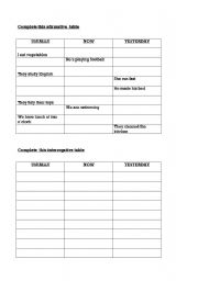 English Worksheet: affirmative table
