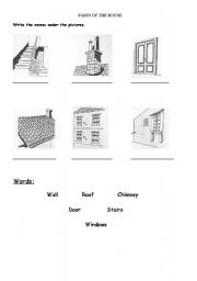 English worksheet: parts of a house