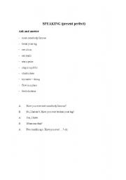 English worksheet: present perfect